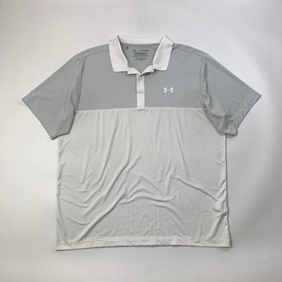 Under Armour Shirt Mens XL Extra Large White Silver The Performance Polo Loose - Picture 2 of 10